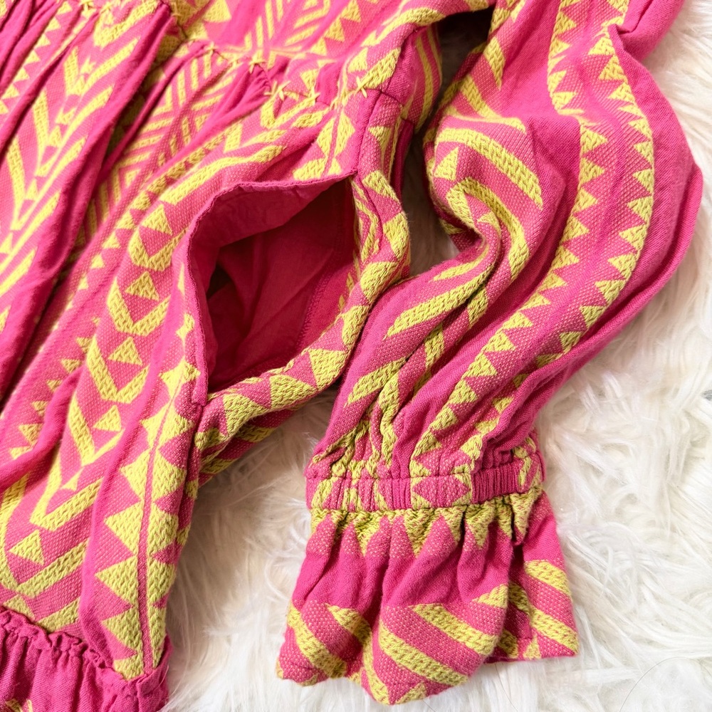 Anthropologie Maeve Dominique Tunic Dress pink yellow Geometric Boho Silhouette - Picture 6 of 15
